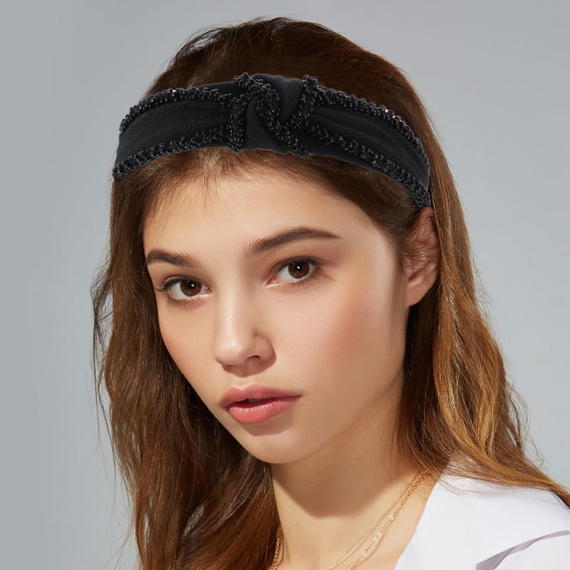 Unique Bargains Women's Bling Pearl Knotted Headband Accessories Hairband 1.18 Inch Wide 1 Pc, 2 of 7