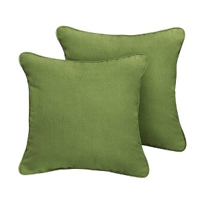 Sunbrella 2pk Outdoor Throw Pillows Cilantro: Weather-Resistant, UV-Protected, Square Acrylic Canvas with Polyester Fill - 1 of 4