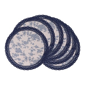 REGALWOVEN Rustic Placemats Set of 6  Placemats for Dining Table Decor Indoor Outdoor Washable Kitchen Table Mat with Lace Trim - 1 of 4
