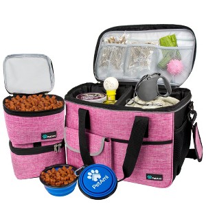 PetAmi Dog Travel Bag, Pet Supplies Organizer with Pockets, Food Container Collapsible Bowls, Gift Accessories Weekend Camping - 1 of 4
