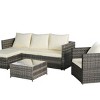 Outdoor Sofa Set, 6 Pcs Furniture Set, Wicker Sofa With Cushions,  L- Shaped Sofa, Detachable Lounger and Coffee Table -Coolbibila - 3 of 4