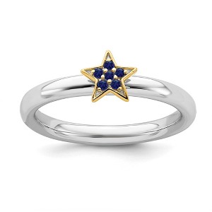 Black Bow Jewelry Sterling Silver 14k Yellow Gold-Plated Cr. Sapphire Stack Star Ring - 1 of 4