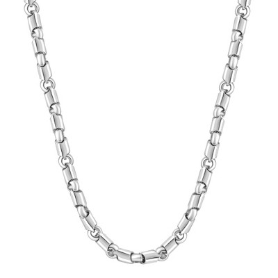 Pompeii3 Men's Polished Steel Clasp 6.5mm Flexible Circular Cylinder Link  23" Chain