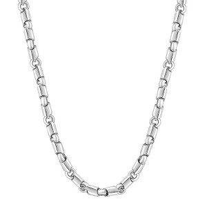 Pompeii3 Men's Polished Steel Clasp 6.5mm Flexible Circular Cylinder Link  23" Chain - 1 of 3