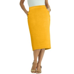 Jessica London Women's Plus Size Linen Sailor Skirt - 1 of 4