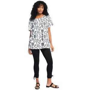 Roaman's Women's Plus Size Shirred Ultimate Tee - 1 of 4