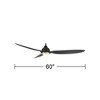 Casa Vieja 60" Revere Mid Century Modern Indoor Outdoor Ceiling Fan 3 Blade Customize LED Remote Control Matte Black Finish Bedroom Patio Damp Rated - 4 of 4