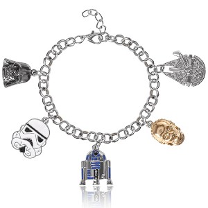 Star Wars Two-Tone Charm Bracelet - Stormtrooper, R2-D2, C-3PO Collectible Jewelry - 1 of 4