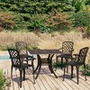 vidaXL Bistro Set Patio Table and Chair Bistro Table Outdoor Cast Aluminum - Bronze 4 Items - 2 of 4
