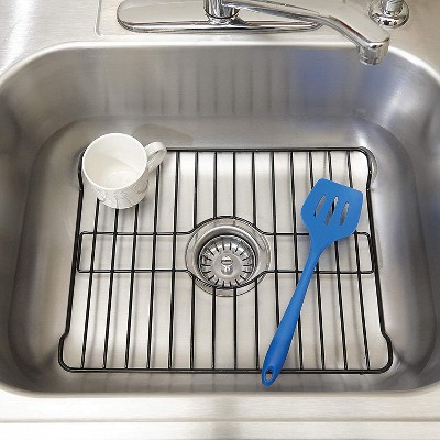 Black Coated Steel Medium Sink Protector with Center Opening