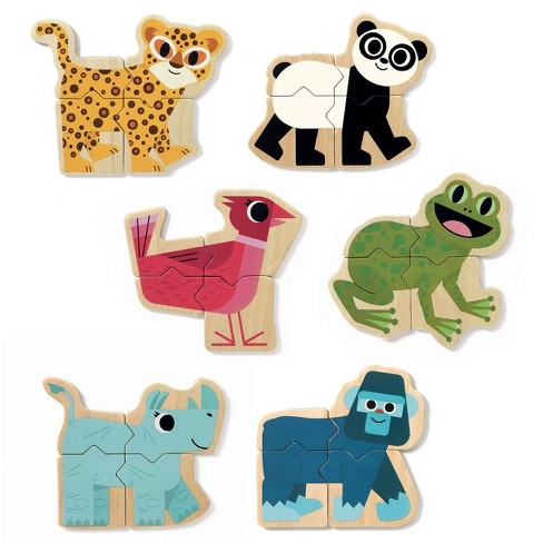 DJECO Crazy Animal Mix & Match Wooden Magnets