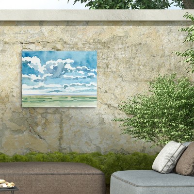 Large Blue and Green Landscape Outdoor Canvas Print