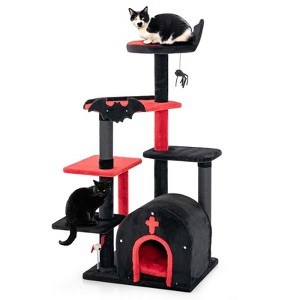 Costway 6-Tier Gothic Cat Tree 53” Tall Cat Tower w/ Cat Bed Arch-Shaped Condo Pompom - 1 of 4