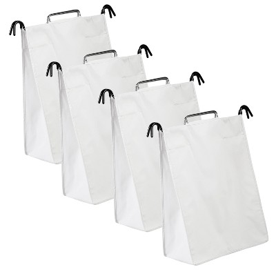 Chrome Quad Laundry Sorter with White Bags and Wheels