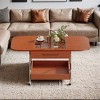 Round Lift-Top Coffee Table with Wheels, Metal Frame and Multi-Color Lighting in 27.6" - Leovsnove - 2 of 4