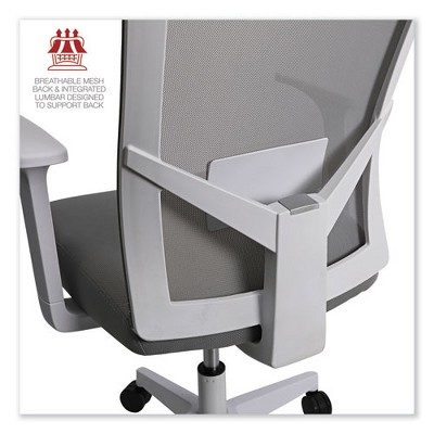 Gray Mesh Back Fabric Task Chair with Fixed Arms