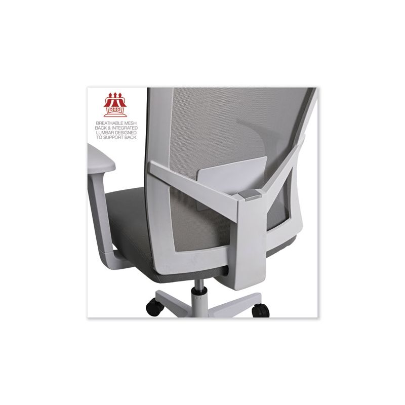 Workspace by Alera Mesh Back Fabric Task Chair, Supports Up to 275 lb, 17.32" to 21.1" Seat Height, Gray Seat, Gray Back, 3 of 8