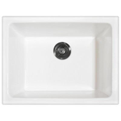 White Fireclay Single Bowl Undermount Kitchen Sink