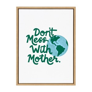 Kate and Laurel Sylvie Don't Mess with Mother Framed Canvas by Maria Filar, 18x24, Natural - 1 of 4