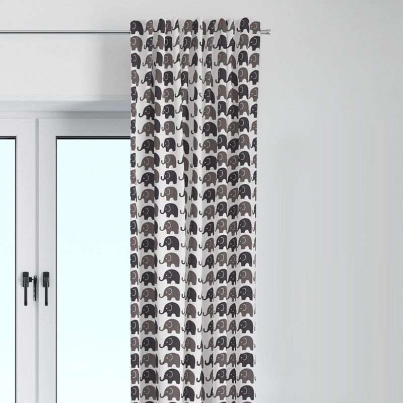 Bacati - Elephants White/Grey Curtain Panel, 1 of 5