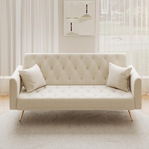 APRILSOUL  71"foldable double sofa, with American retro style, made of velvet material, suitable - 1 of 4