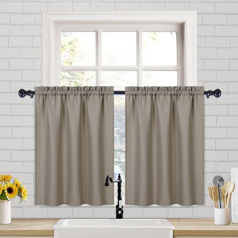 210GSM Waffle Weave Short Kitchen Curtains Bathroom Window Curtains, 1 of 7