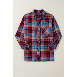 Orange Plaid Print Loose Vintage Shirt - 1 of 1