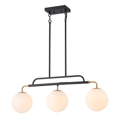 LLHZSY Creative Milk White Glass Ceiling Chandelier 3-Light 33 4/5" Wide -Brass & Black