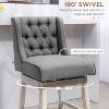 Gray Swivel Bar Stool 2-Piece Set, 27" Bar Height, Linen Upholstery, Button Tufted Design - 4 of 4
