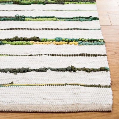 Ivory Ikat Tie-Dye Effect 6' Square Handwoven Cotton Rug