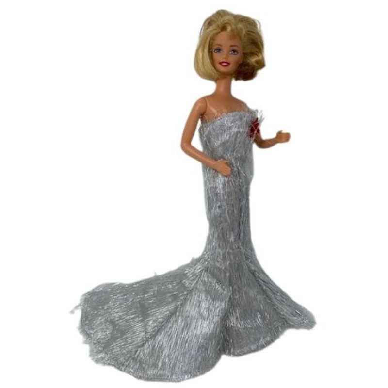 Doll Clothes Superstore Metallic Silver Gown With Long Train Fits 11 1/2 Fashion Inch Dolls, 3 of 5