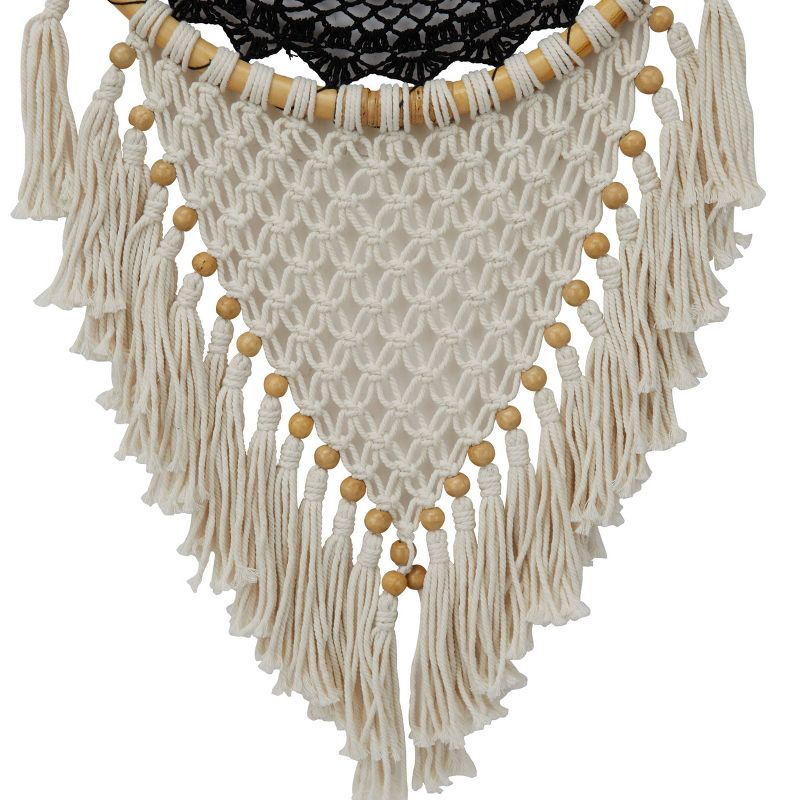 42&#34; x 16&#34; Cotton Macrame Handmade Intricately Woven Dreamcatcher Wall Decor with Beaded Fringe Tassels Black - Olivia &#38; May, 5 of 7