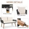Zevemomo 6 Piece Rope Patio Furniture Set, All-Weather for Backyard with Handwoven Armchairs, Ottomans, Wood Cool Bar Table with Ice Bucket, Beige - 3 of 4