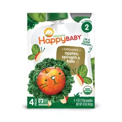 HappyBaby 4pk Organic Apples Spinach & Kale Baby Food Pouch - 16oz