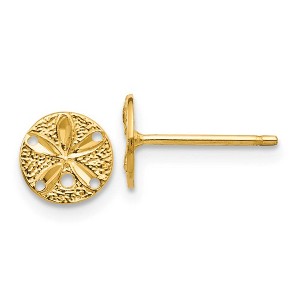 Black Bow Jewelry 7mm Diamond Cut Sand Dollar Post Earrings in 14k Yellow Gold - 1 of 4
