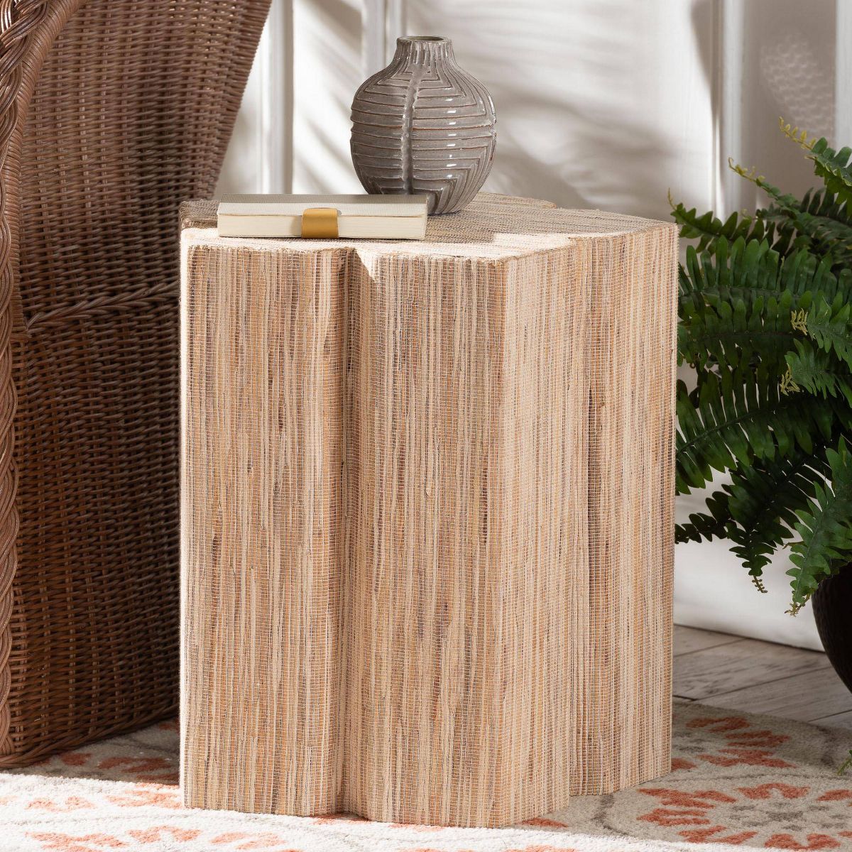 bali & pari Janeth Woven Grasscloth End Table Natural - thumbnail 6