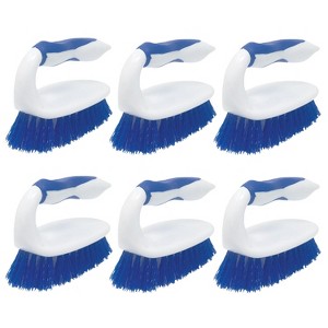 Lola Products Iron Shaped Handled Scrub Brush, Ergonomic Handle, No Slip Grip, Fiber Bristles, Heavy Duty Tile & Floor Cleaner, 6 Pack - 1 of 4