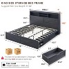 SinCiDo Farmhouse King Sized Wooden Bed Frame, with Charging Station and Led Lights, 52" High Headboard and 4 Large Drawers, Noise Free - 3 of 4