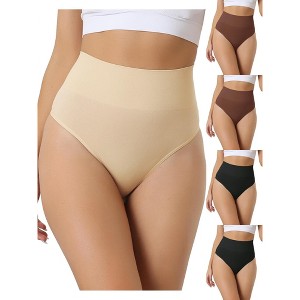 Allegra K Women's High-Waisted Invisible Stretchy Comfortable Thongs Multicolored - 1 of 4