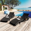 Outdoor Recliner Set of 2,Rattan Recliners With Pull-Out Side Table And Adjustable Backrest,Outdoor Chaise Lounge For Poolside-Cuddlewood - 3 of 4