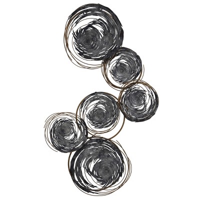 Metal Nobu Wall Hanging Assorted Circles Unframed Wall Canvas Gunmetal Gray - StyleCraft