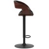 Mid-Century Modern Vegan Faux Leather Adjustable Swivel Barstool with Padded Seat and Bentwood Frame, Powder-Coated Base for Kitchen or Bar Area - 3 of 4