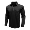 Coolmee Men's Long Sleeve Casual Polo Shirts Collared Contrast Color Golf Shirt with Pocket - 3 of 4