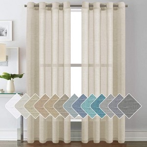 Natural Linen Blended Semi-Sheer Curtains Privacy Assured with Nickel Grommet for Living Room - 1 of 4