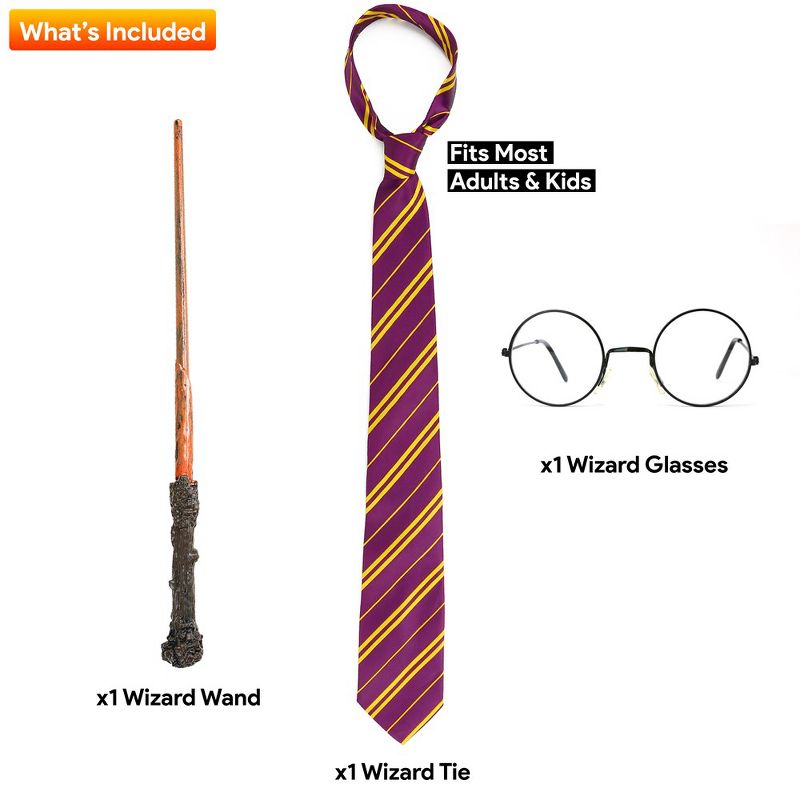 Skeleteen Wizard Costume Set - Wand, Glasses and Tie, 5 of 8