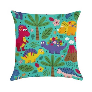 Friendly Dinosaurs Pillow Covers 18x18 Decorative Throw Pillows Soft Square Cushion Covers for Couch Sofa Bedroom - 1 of 1