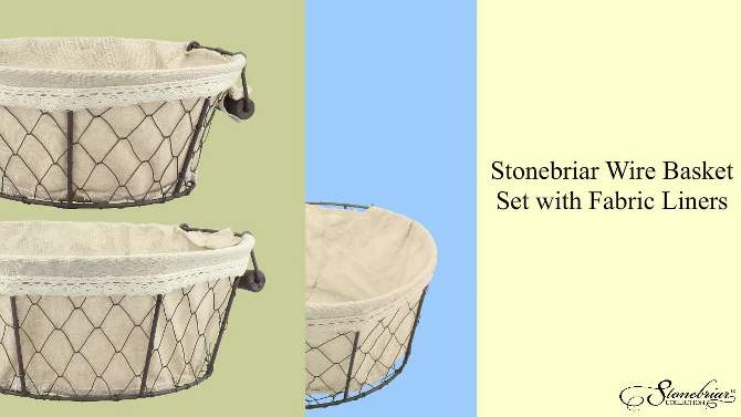2pc Round Rustic Wire Metal Basket Set Tan - Stonebriar Collection, 2 of 8, play video