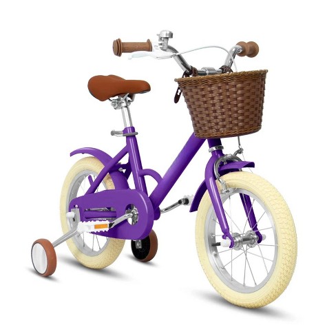 VisioGear Kids Bike Girls Bike Child Bicycles With Removable Training Wheels Baby Toys Purple