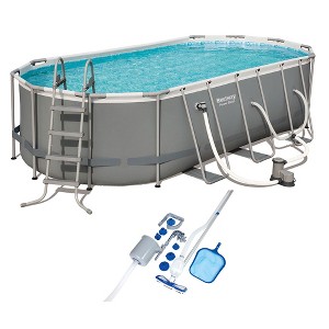 Bestway 18 Foot Power Steel Swimming Pool Set with Vacuum and Maintenance Kit - 1 of 4