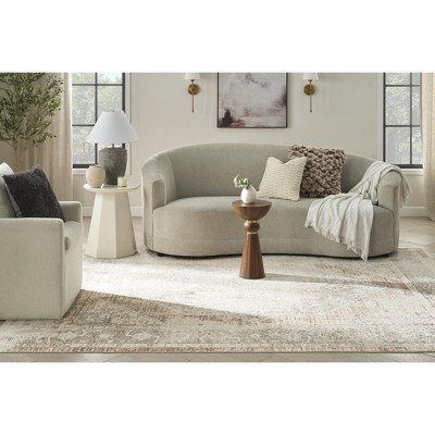 Beige Medallion Washable Synthetic Rectangular Area Rug 6'7" x 9'